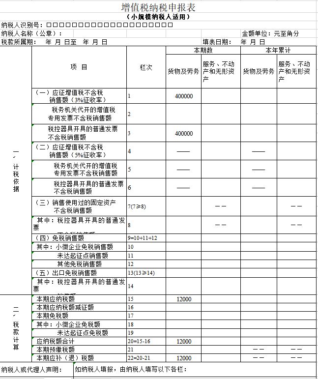 蔬菜销售增值税申报表怎么填(图3)